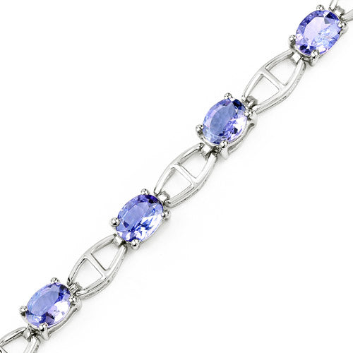 Sterling Silver Tanzanite Tennis Bracelet