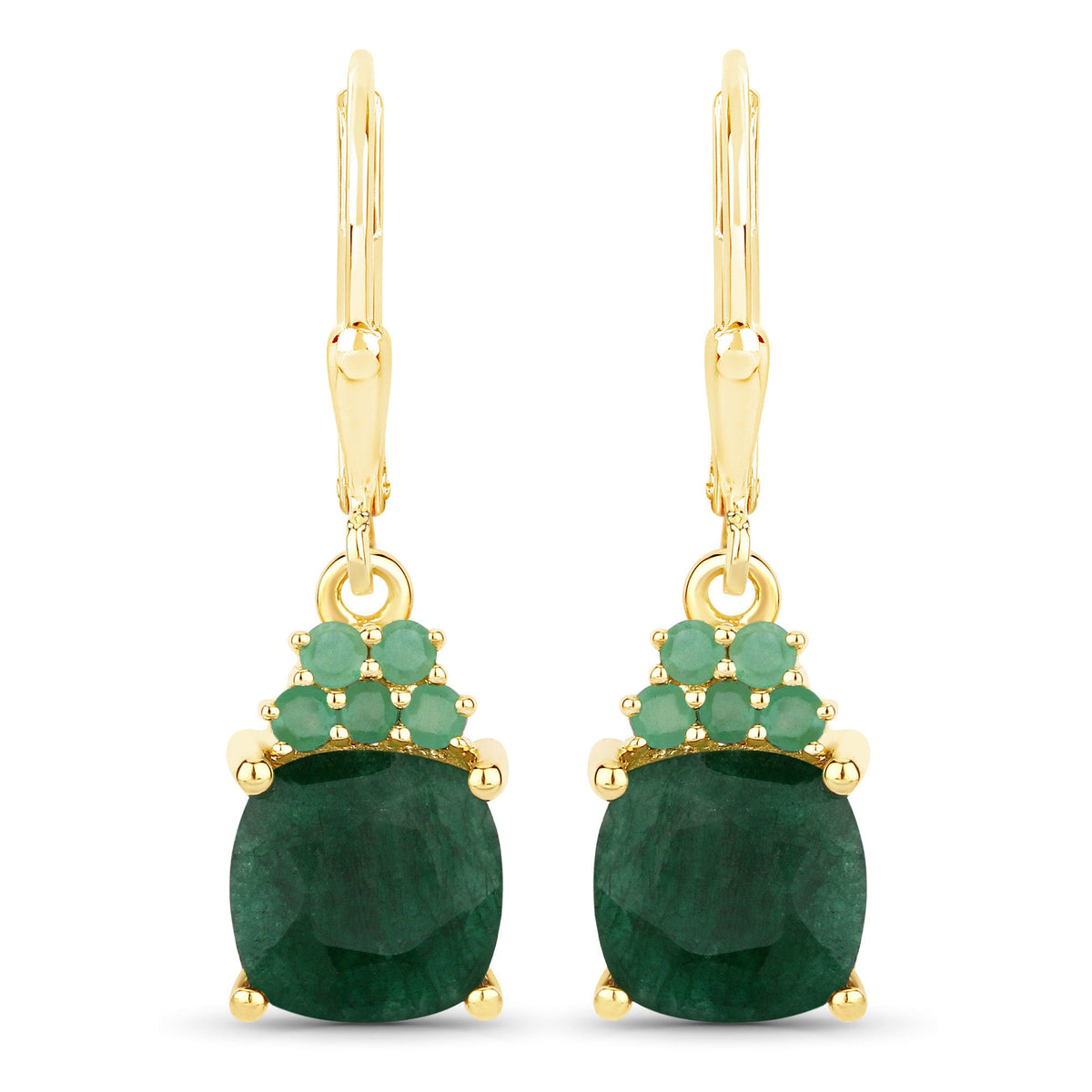 Sterling Silver Dyed Emerald Dangle Earrings