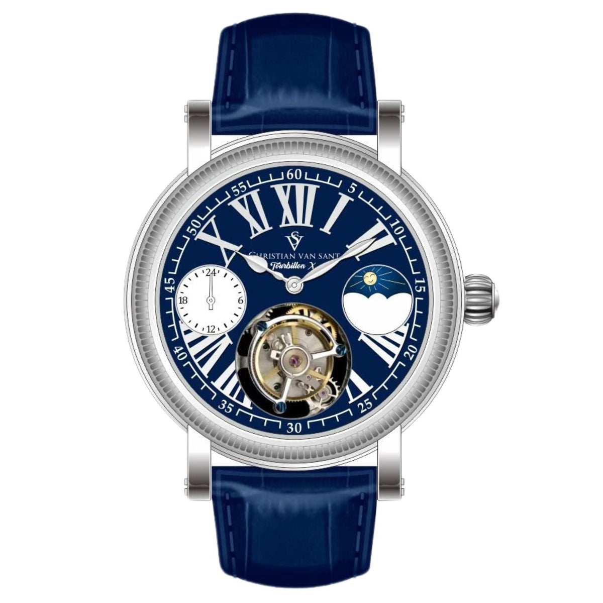 Christian Van Sant Tourbillon X Limited Edition Blue Leather Watch