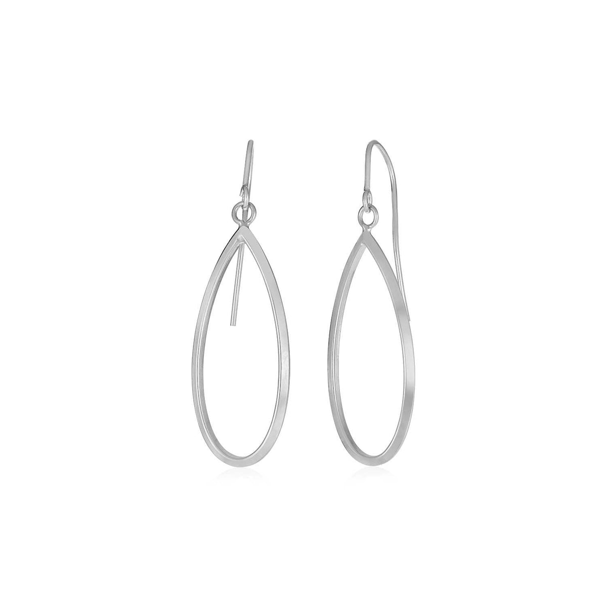 14K White Gold Polished Open Teardrop Dangle Earrings