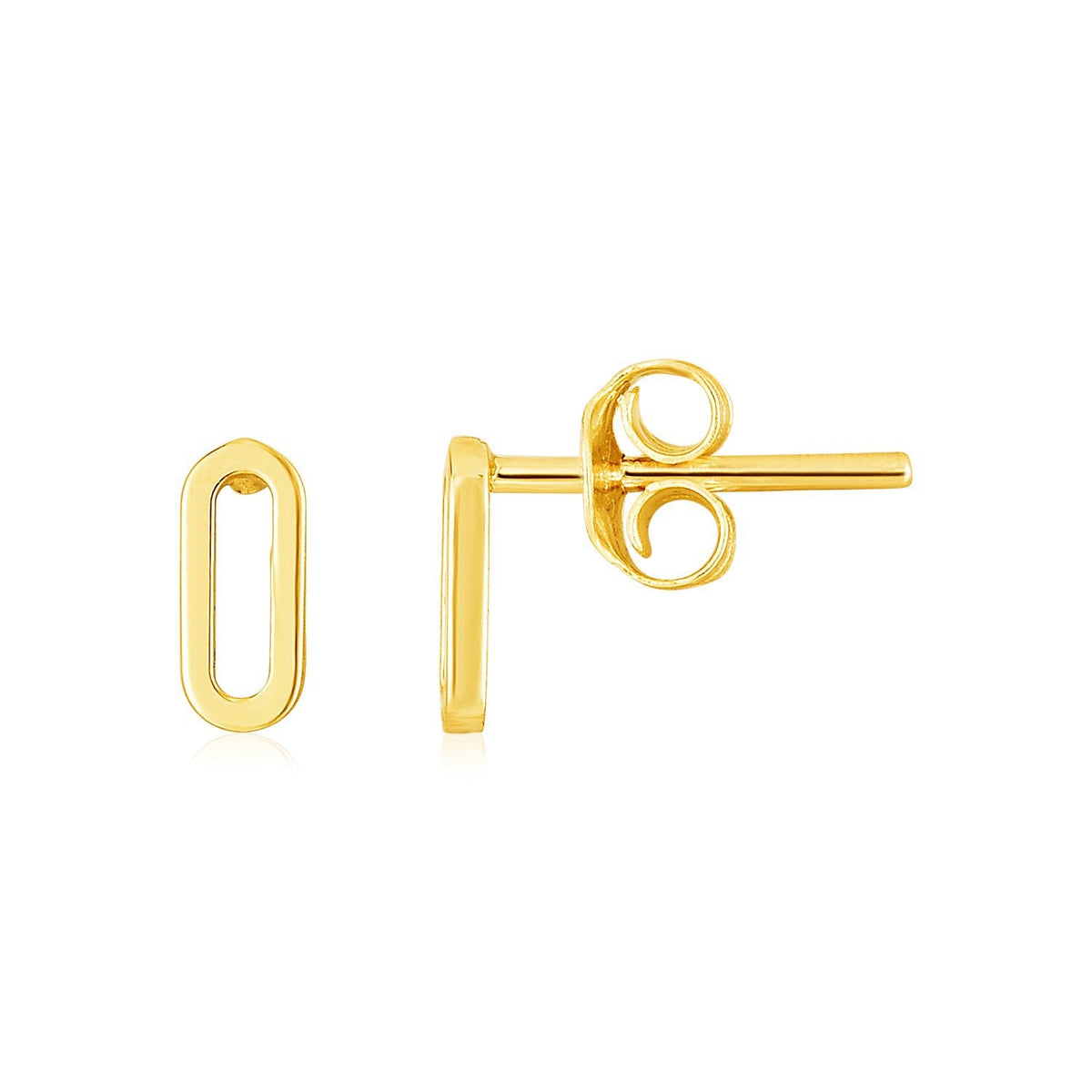 14K Yellow Gold Paperclip Link Stud Earrings