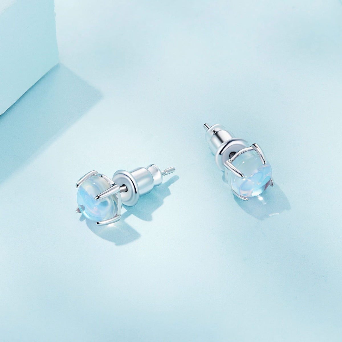 Sterling Silver Opal Stud Earrings