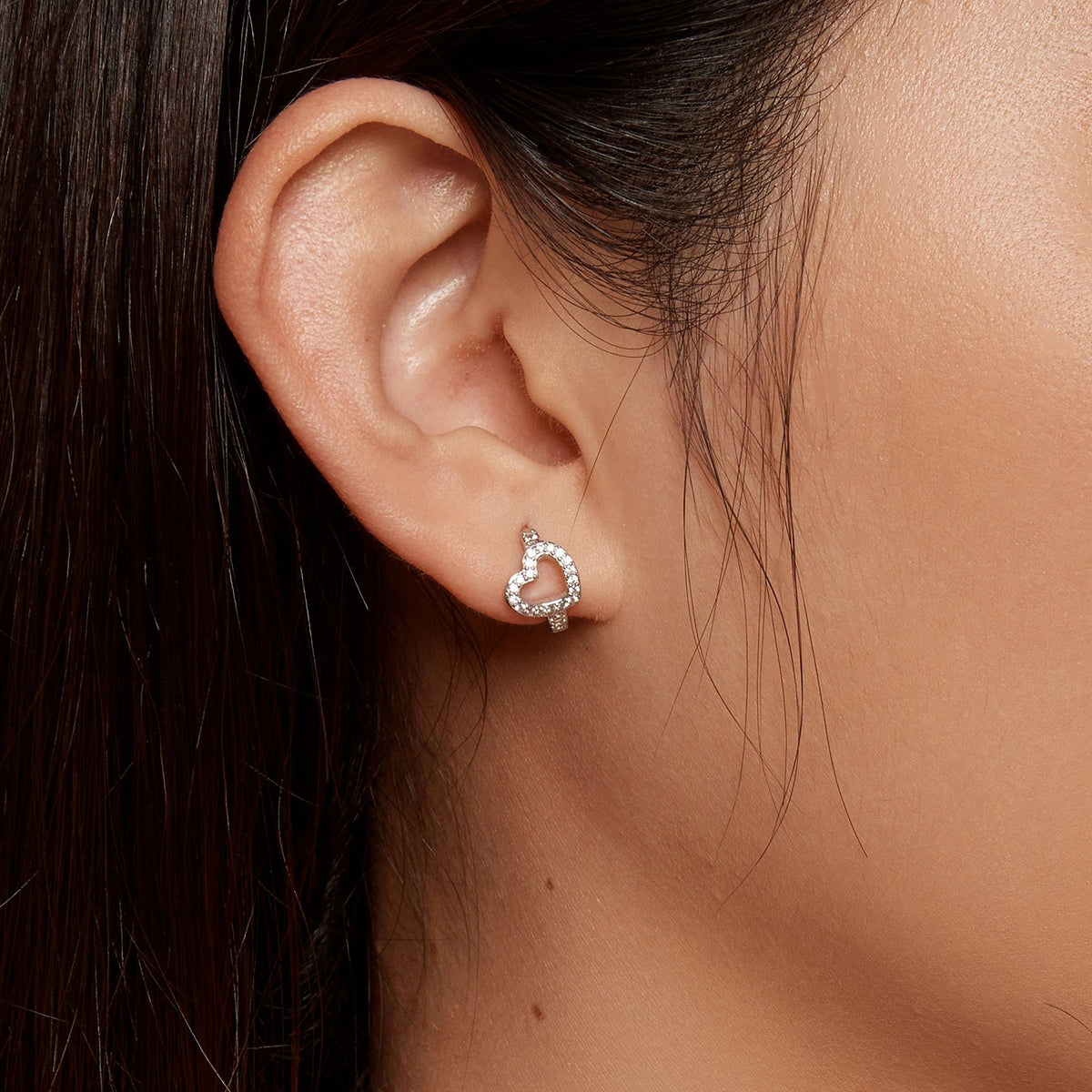 Blue Pavé Cubic Zirconia Sterling Silver Hoop Earrings