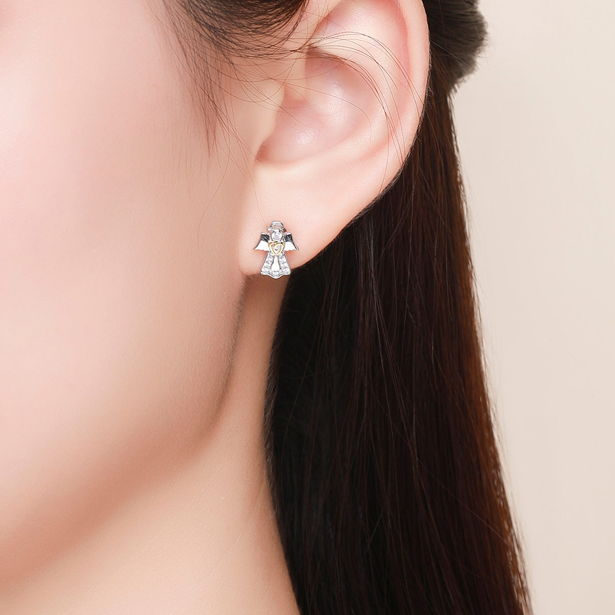 Sterling Silver Platinum & Gold Plated Pavé Earrings
