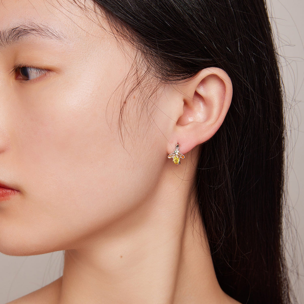Sterling Silver Enamel Pavé CZ Hoop Earrings