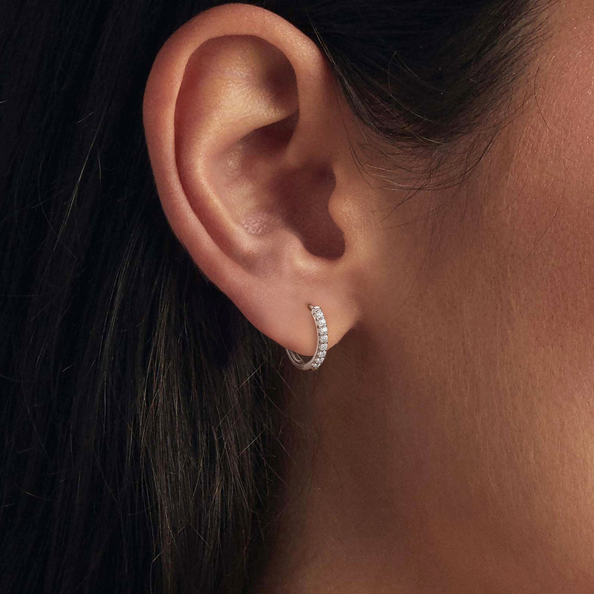Sterling Silver Moissanite Hoop Earrings