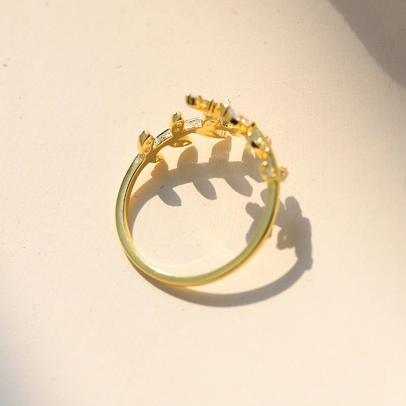 Sterling Silver Gold Plated Pavé Cubic Zirconia Stackable Ring