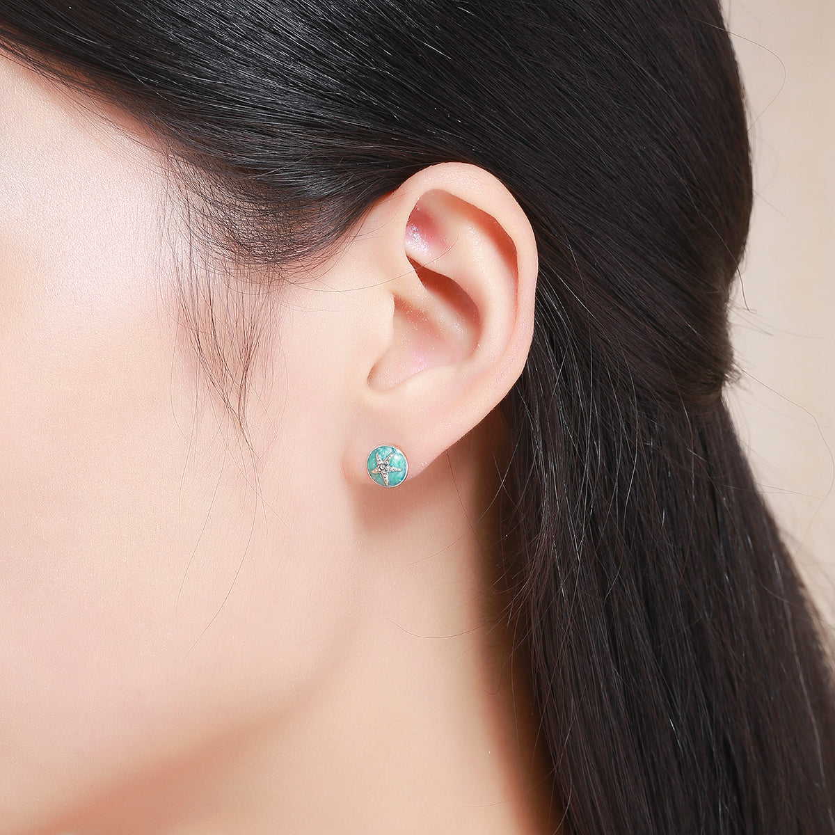 Sterling Silver Oxidized Enamel Earrings