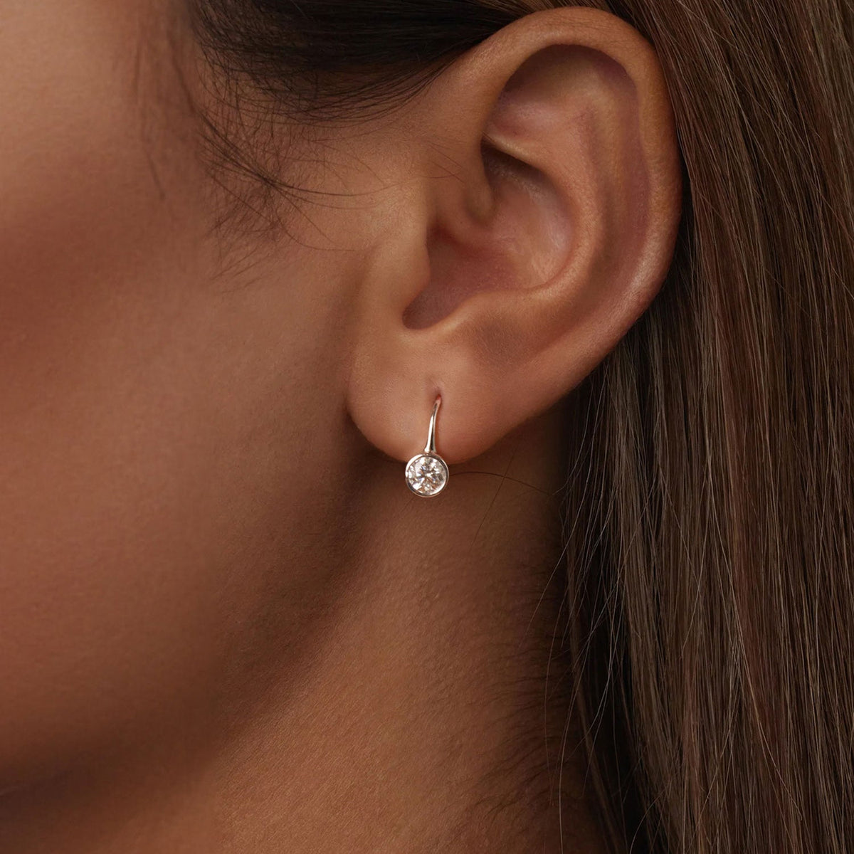 Sterling Silver Moissanite Hoop Earrings