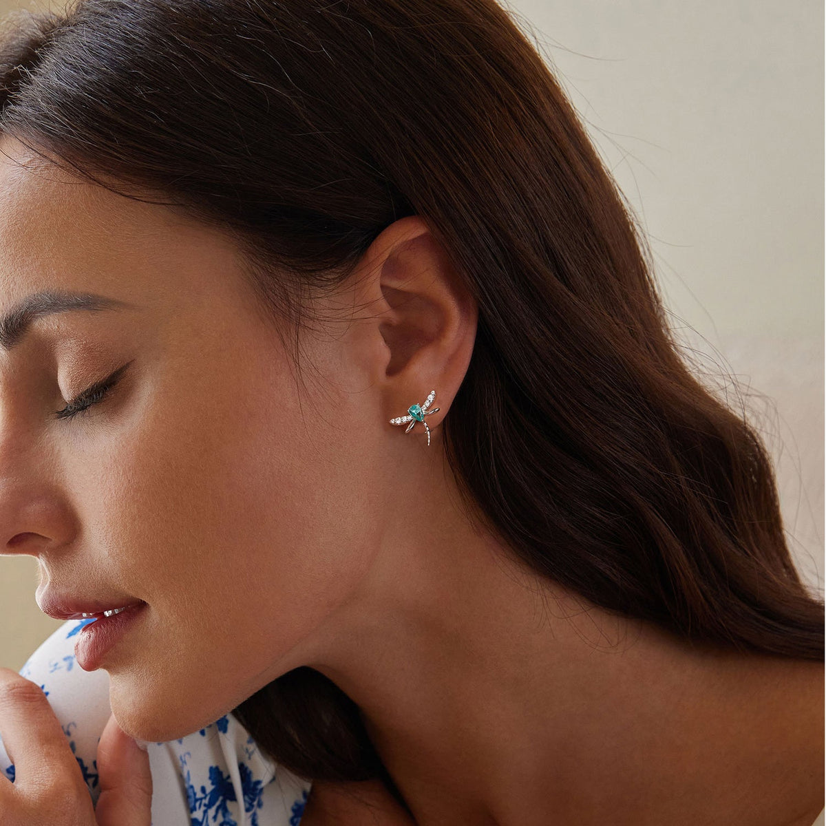 Sterling Silver CZ and Glass Pavé Earrings