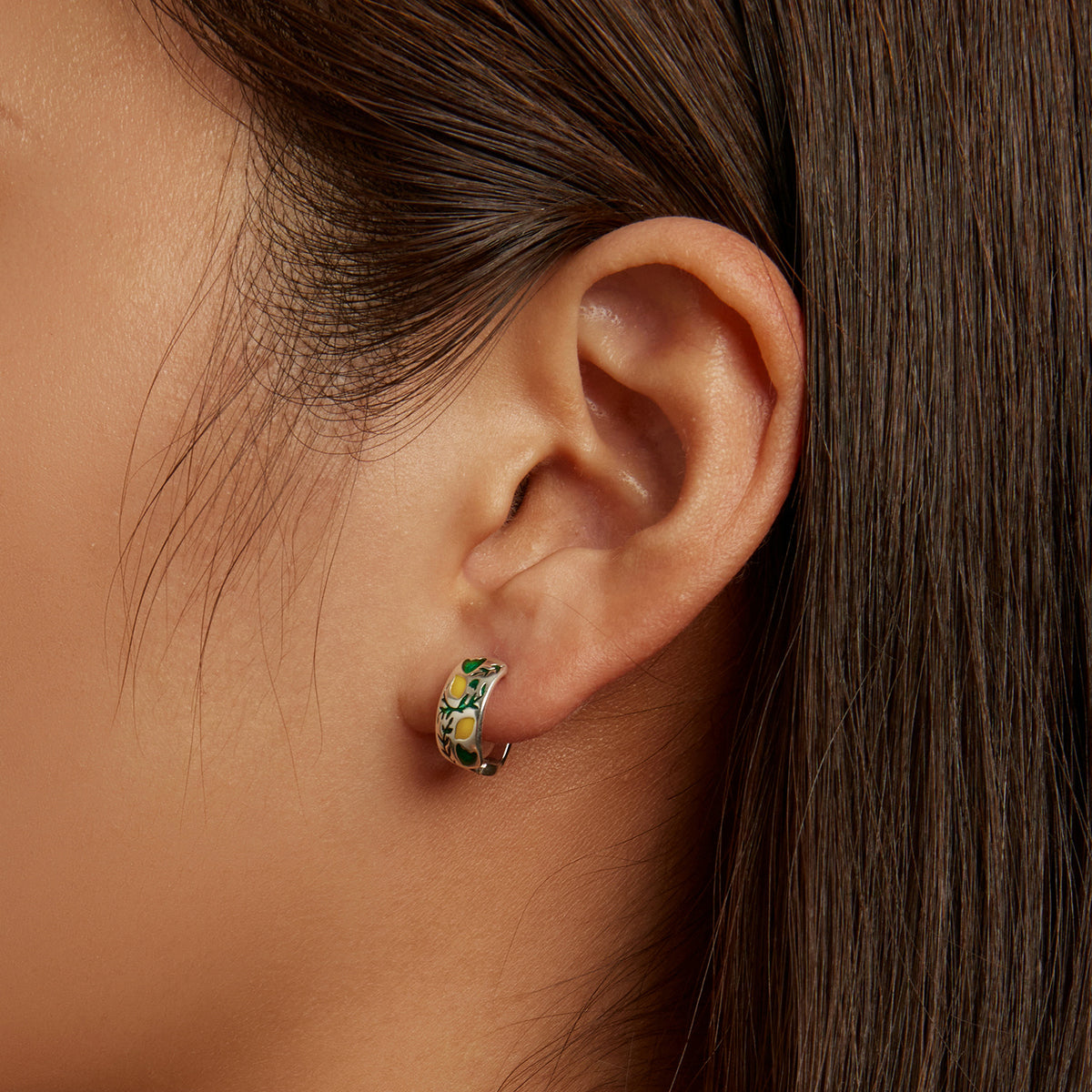 Oxidized Sterling Silver Enamel Drop Earrings