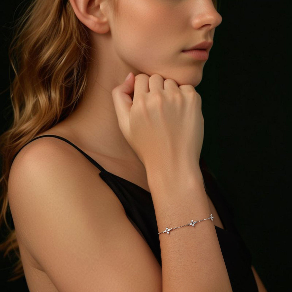 Sterling Silver & White Gold Plated Moissanite Bracelet