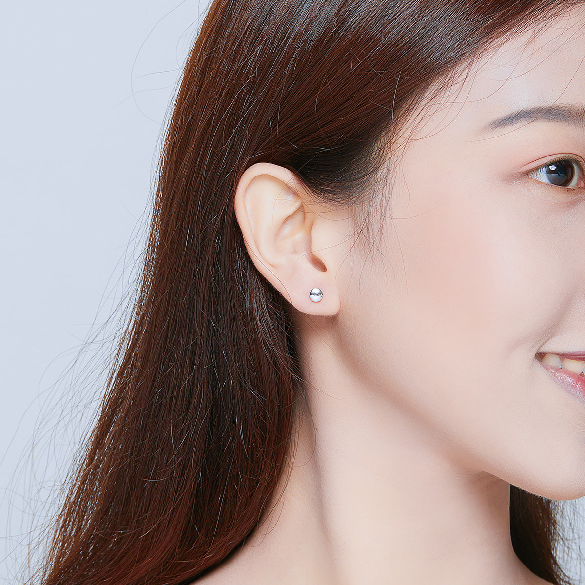 Sterling Silver Platinum-Plated Square Stud Earrings