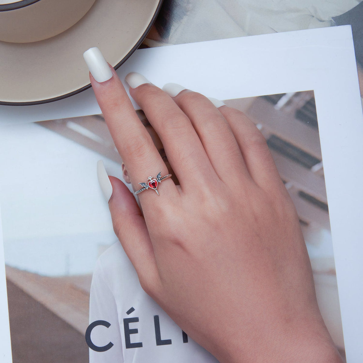 Sterling Silver Oxidized CZ Ring
