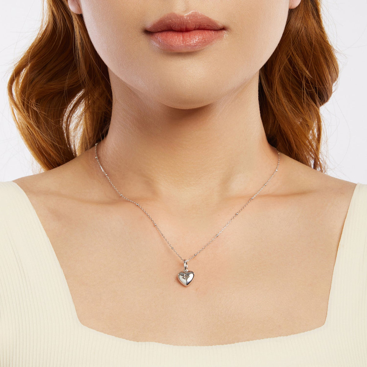 Sterling Silver White Gold Plated Pendant Necklace