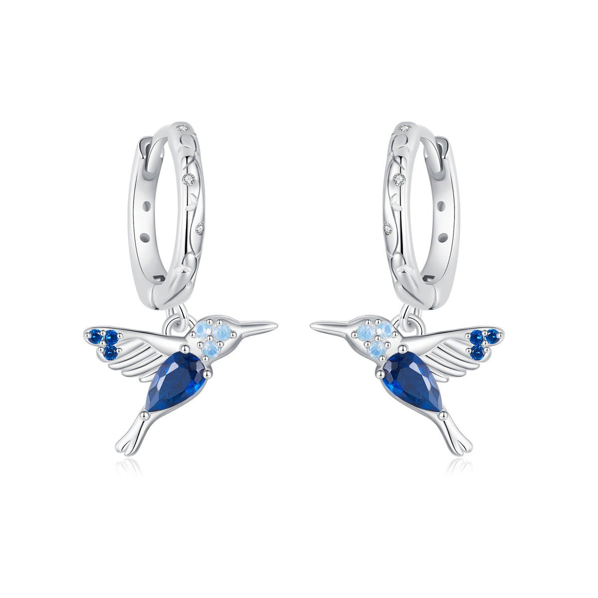 Sterling Silver White Gold Plated Opal Nanometer Stone Pavé Earrings