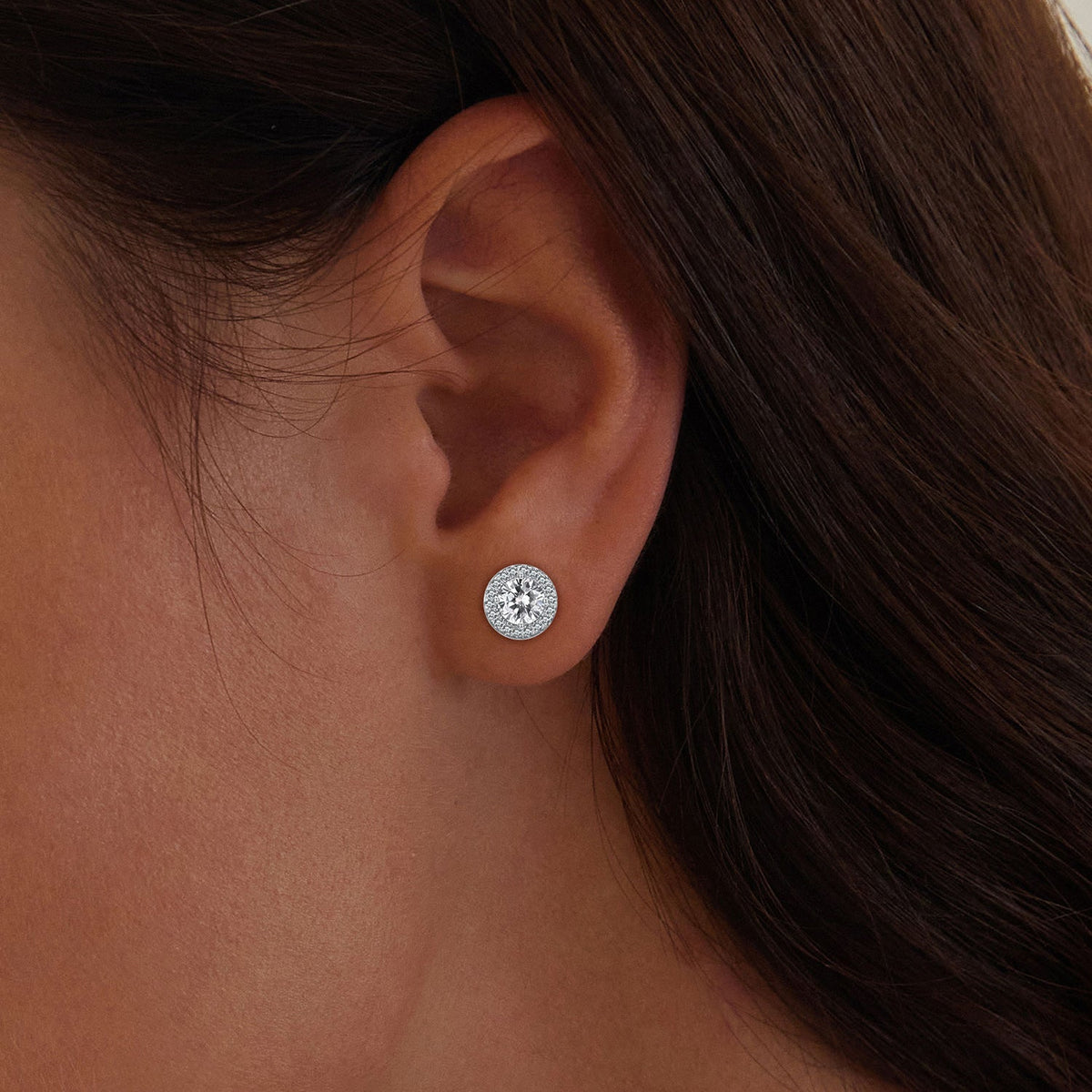 Sterling Silver Pavé Cubic Zirconia Stud Earrings