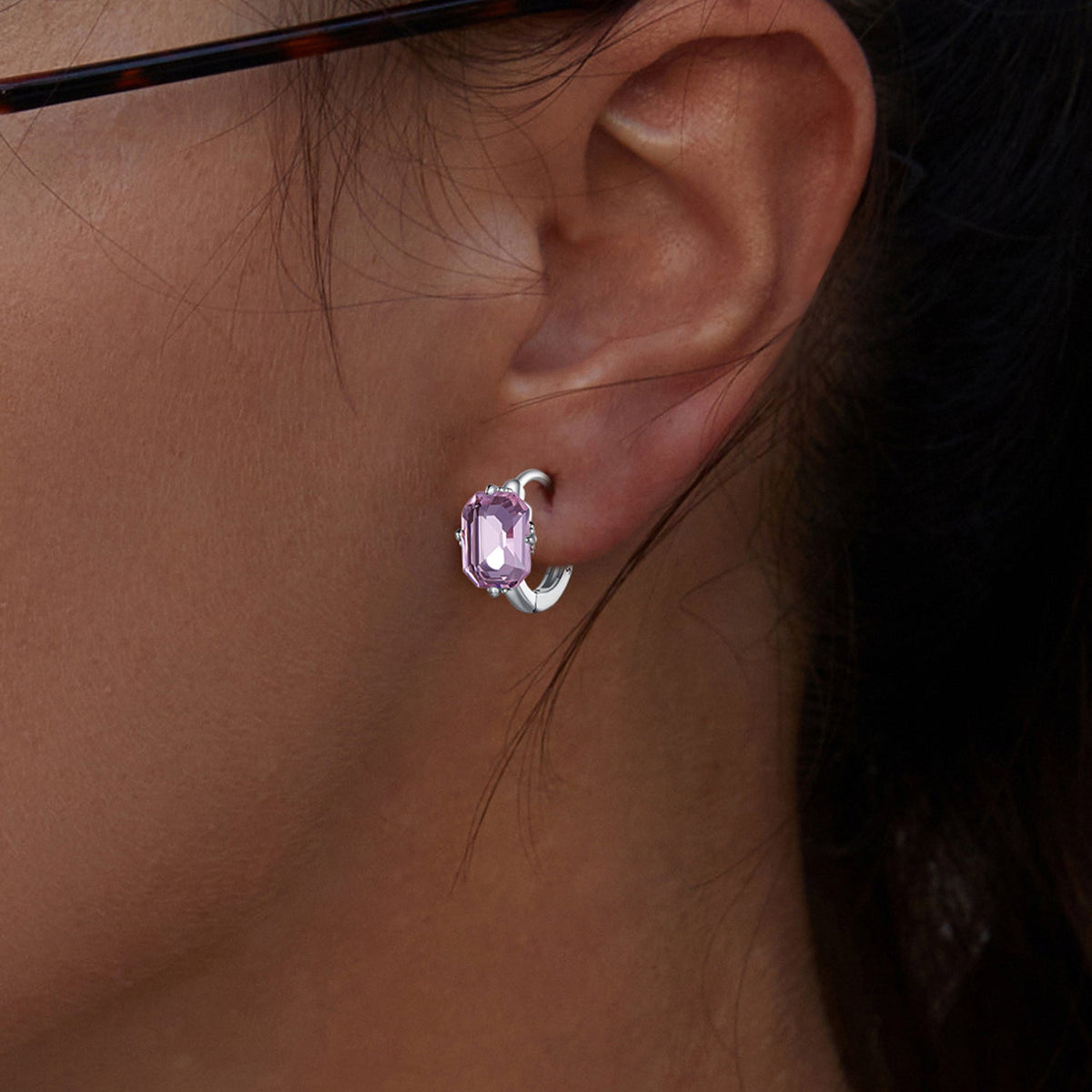 Sterling Silver Transparent Glass Drop Earrings