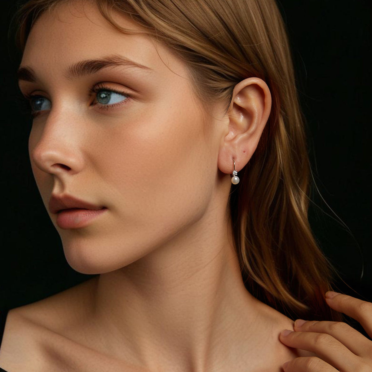 Sterling Silver Moissanite & Freshwater Pearl Drop Earrings