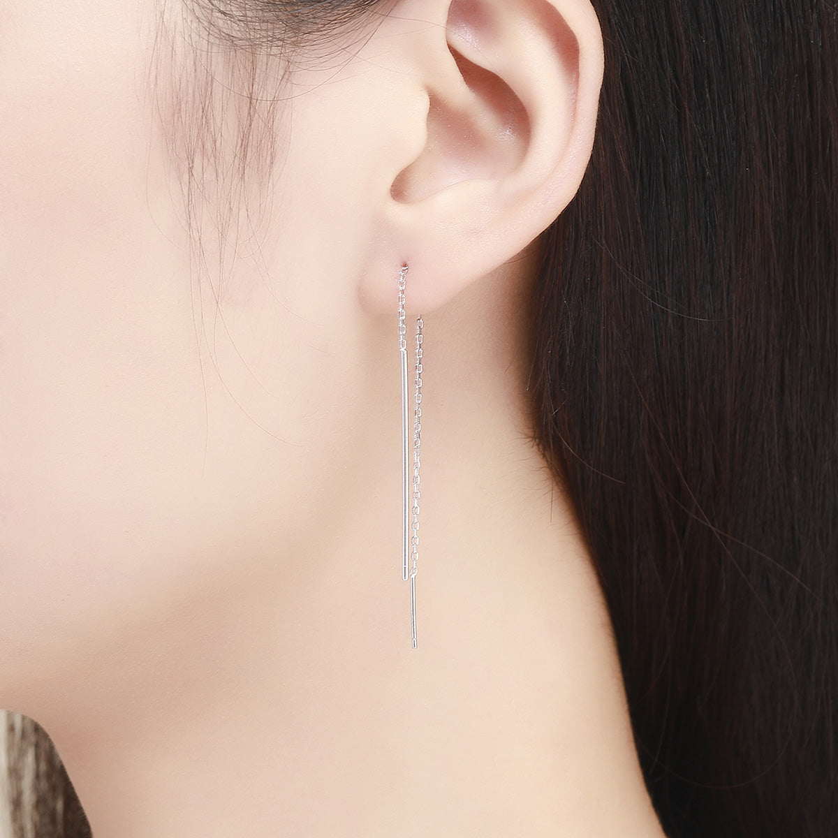 Sterling Silver Platinum Plated Dangle Earrings