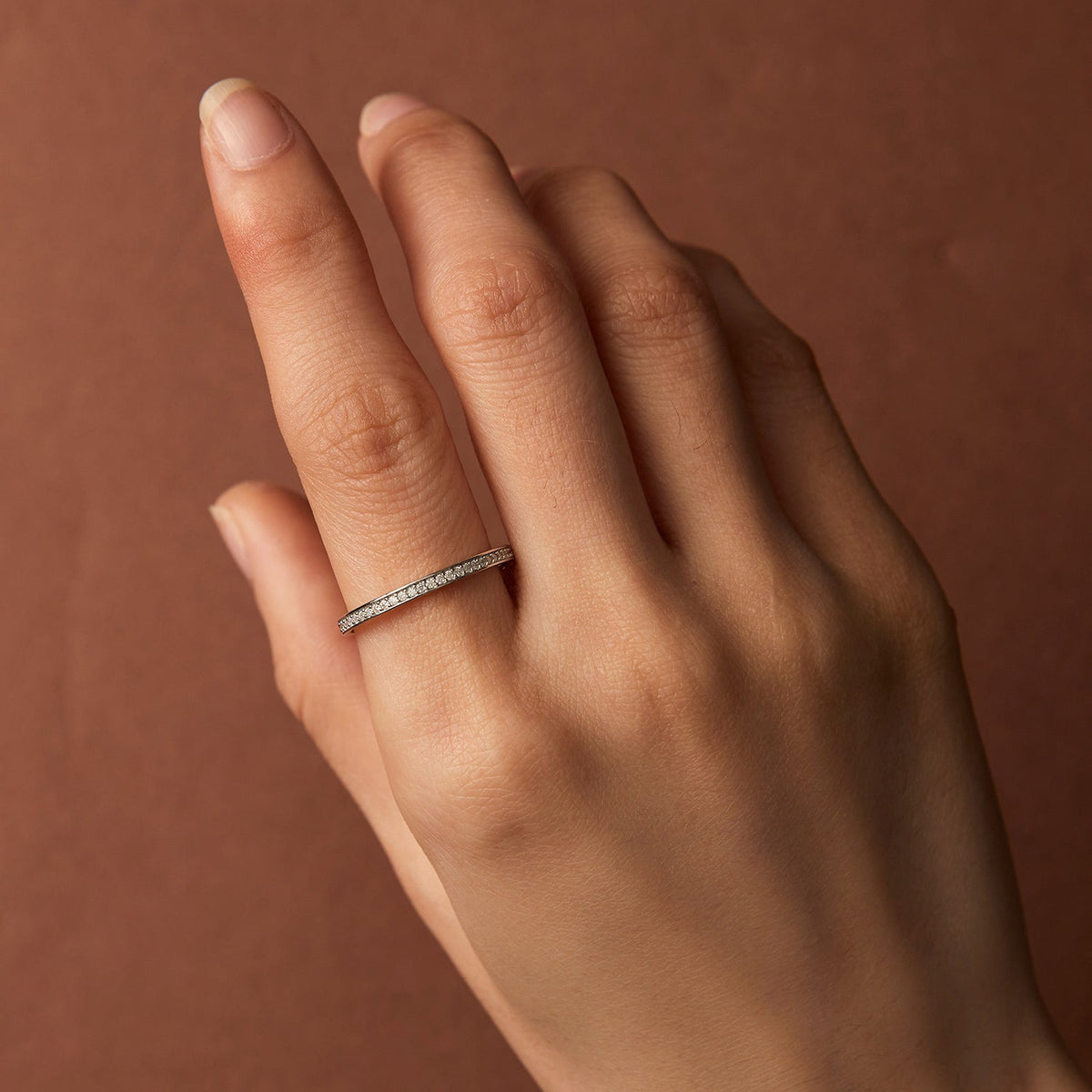 Sterling Silver Platinum Plated Moissanite Ring