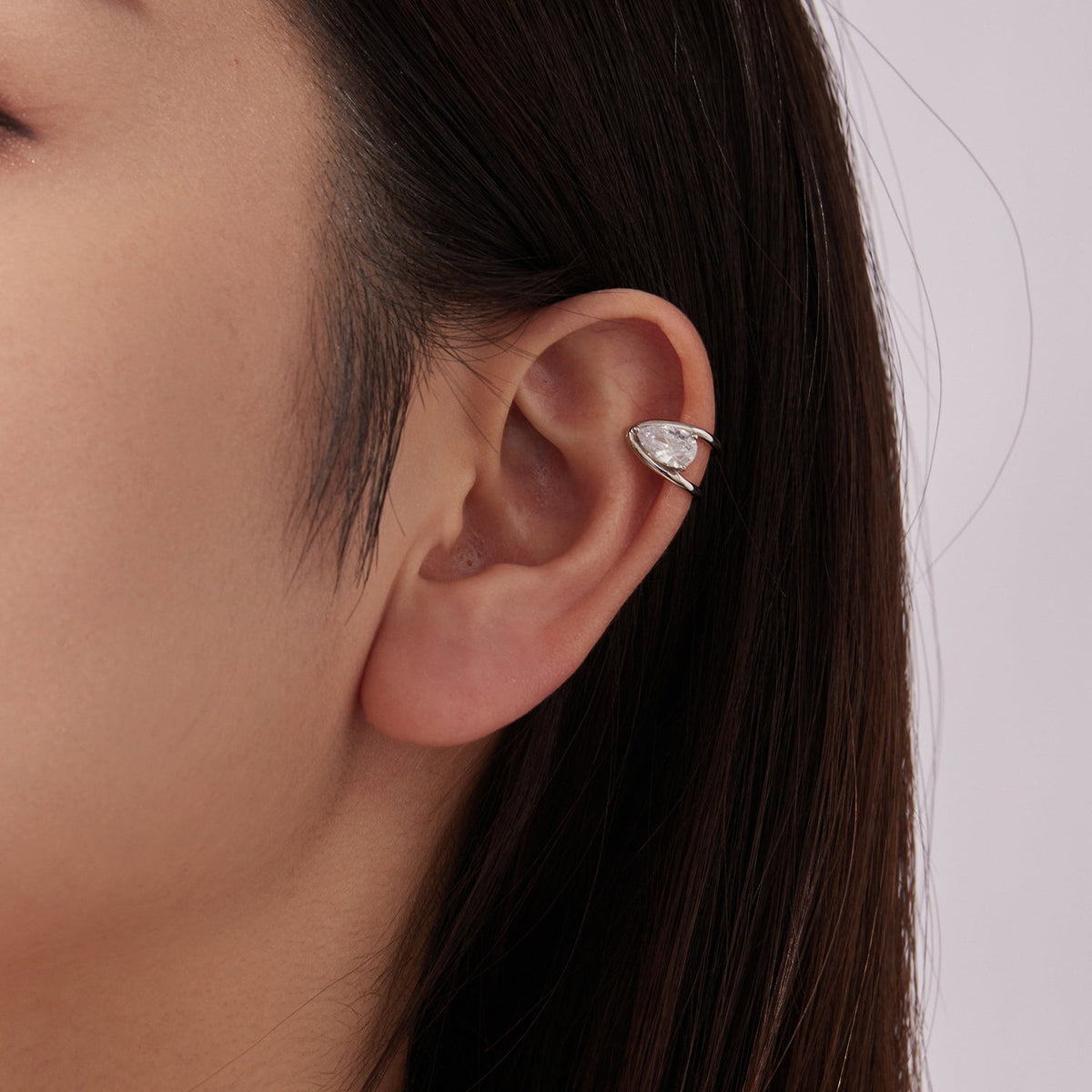 Sterling Silver White Gold Plated Pavé CZ Hoop Earrings