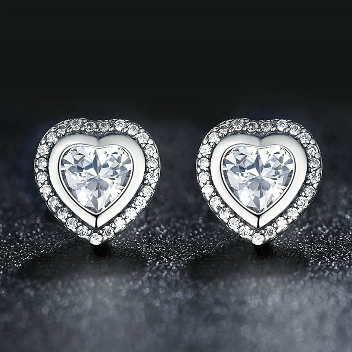 Sterling Silver Oxidized Cubic Zirconia Pavé Earrings
