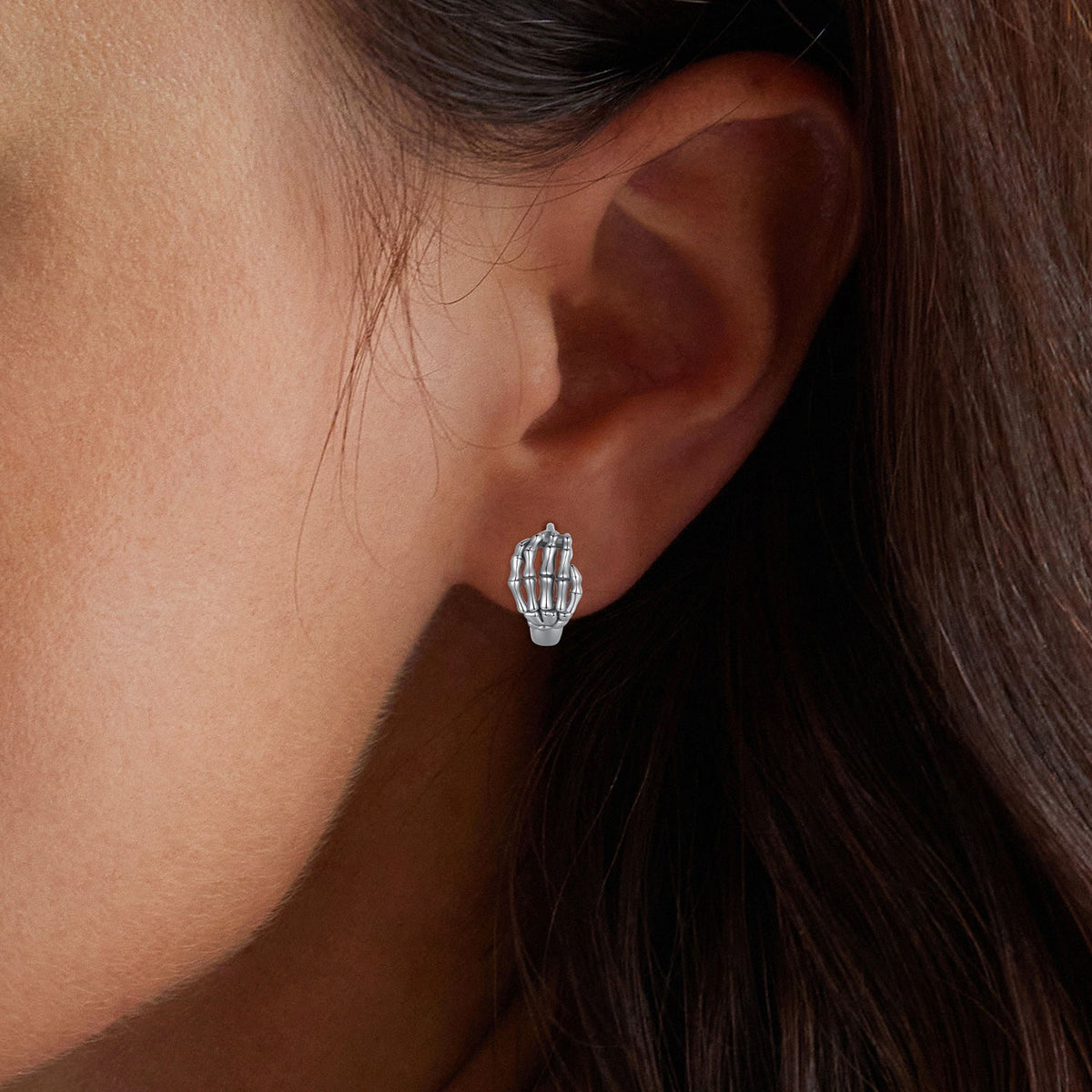 Sterling Silver Oxidized Hoop Earrings