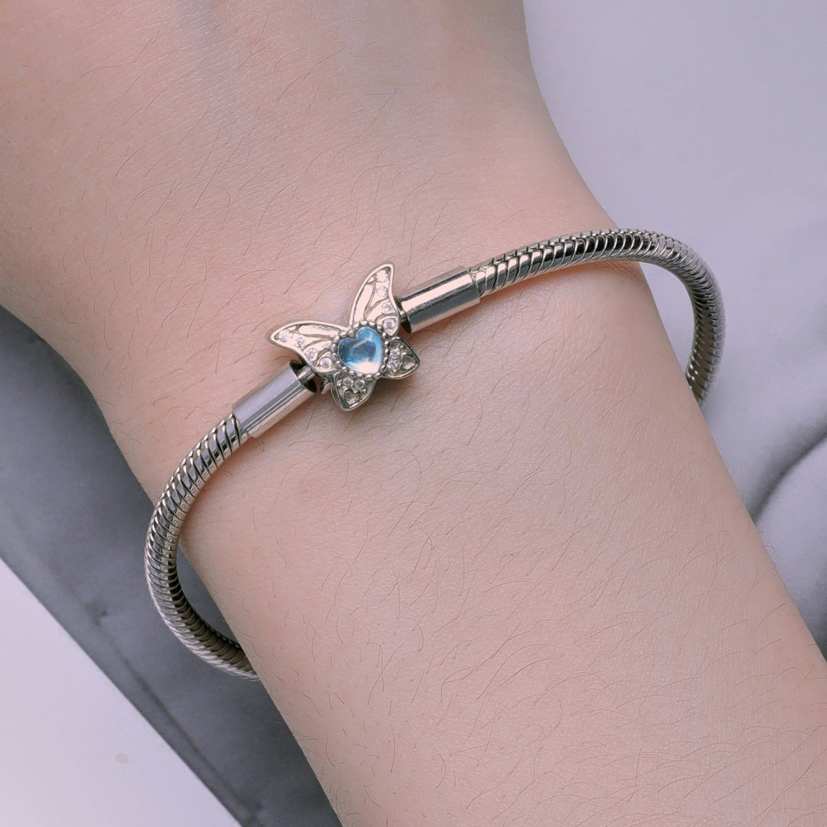 Sterling Silver Moonstone Pavé Bracelet