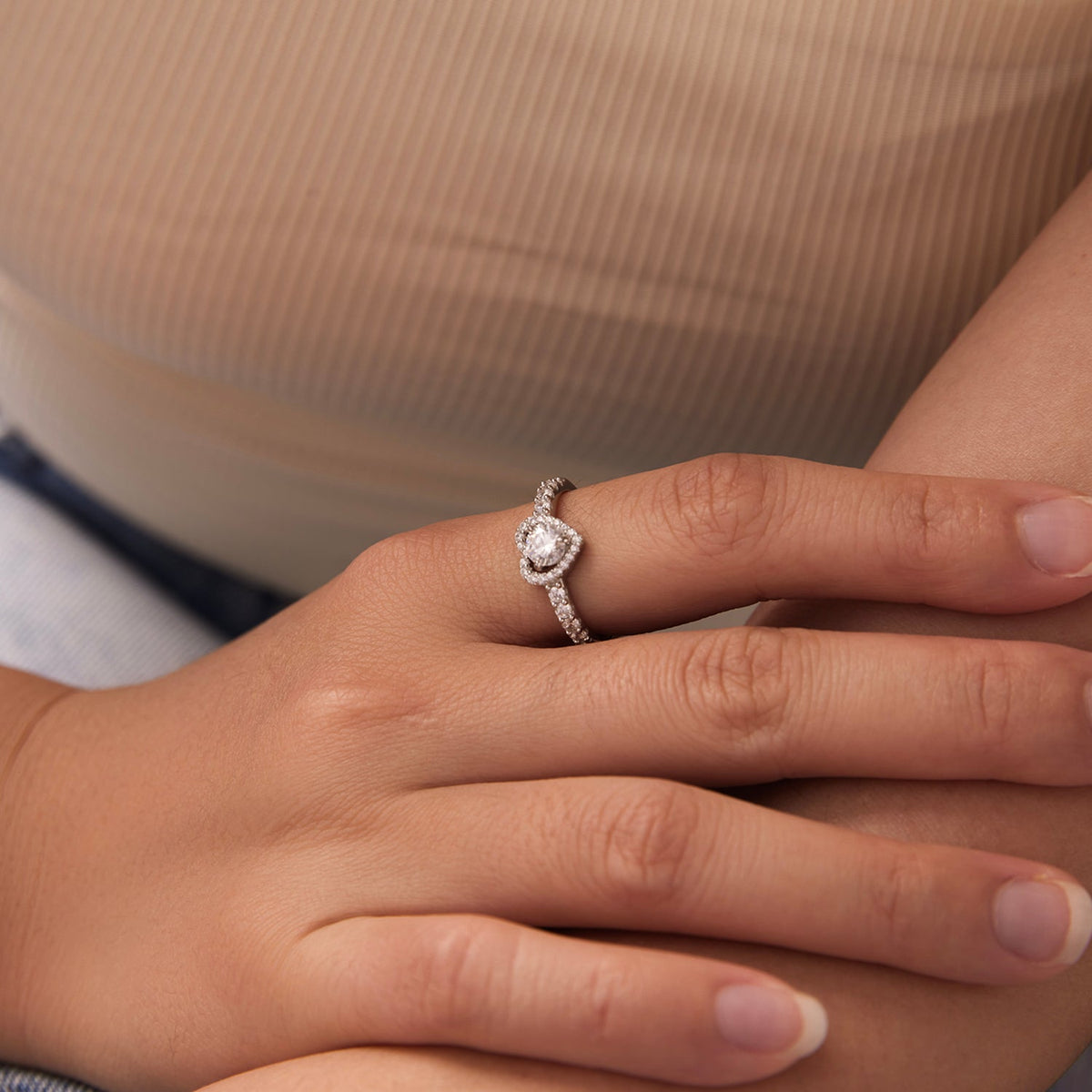 Sterling Silver Moissanite Heart Ring