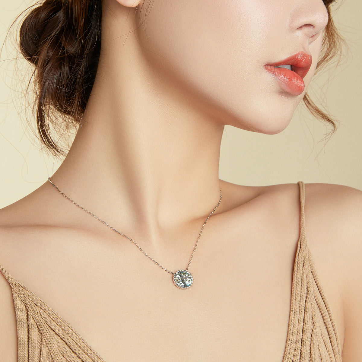 Sterling Silver Platinum Plated Mica Adjustable Necklace