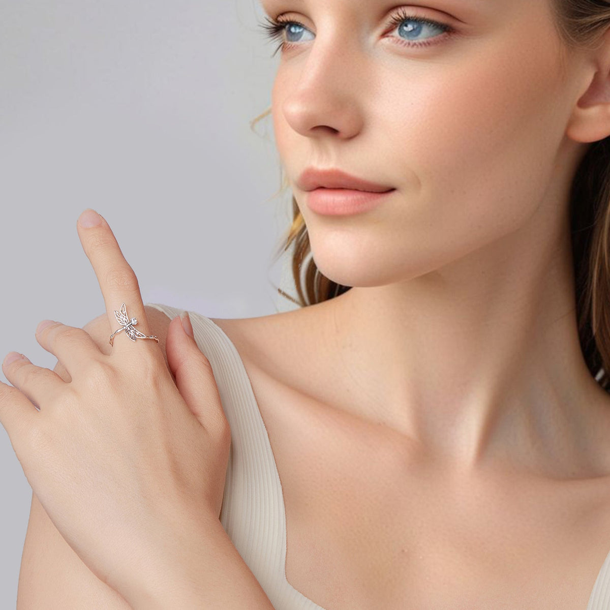 Sterling Silver Cubic Zirconia Dragonfly Ring