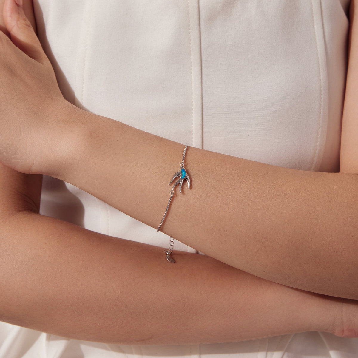 Sterling Silver Synthetic Opal Bracelet