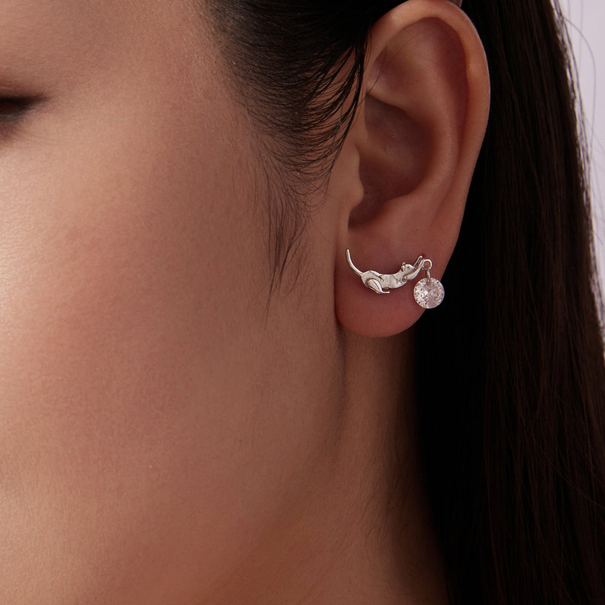 Sterling Silver White Gold Plated Cubic Zirconia Earrings