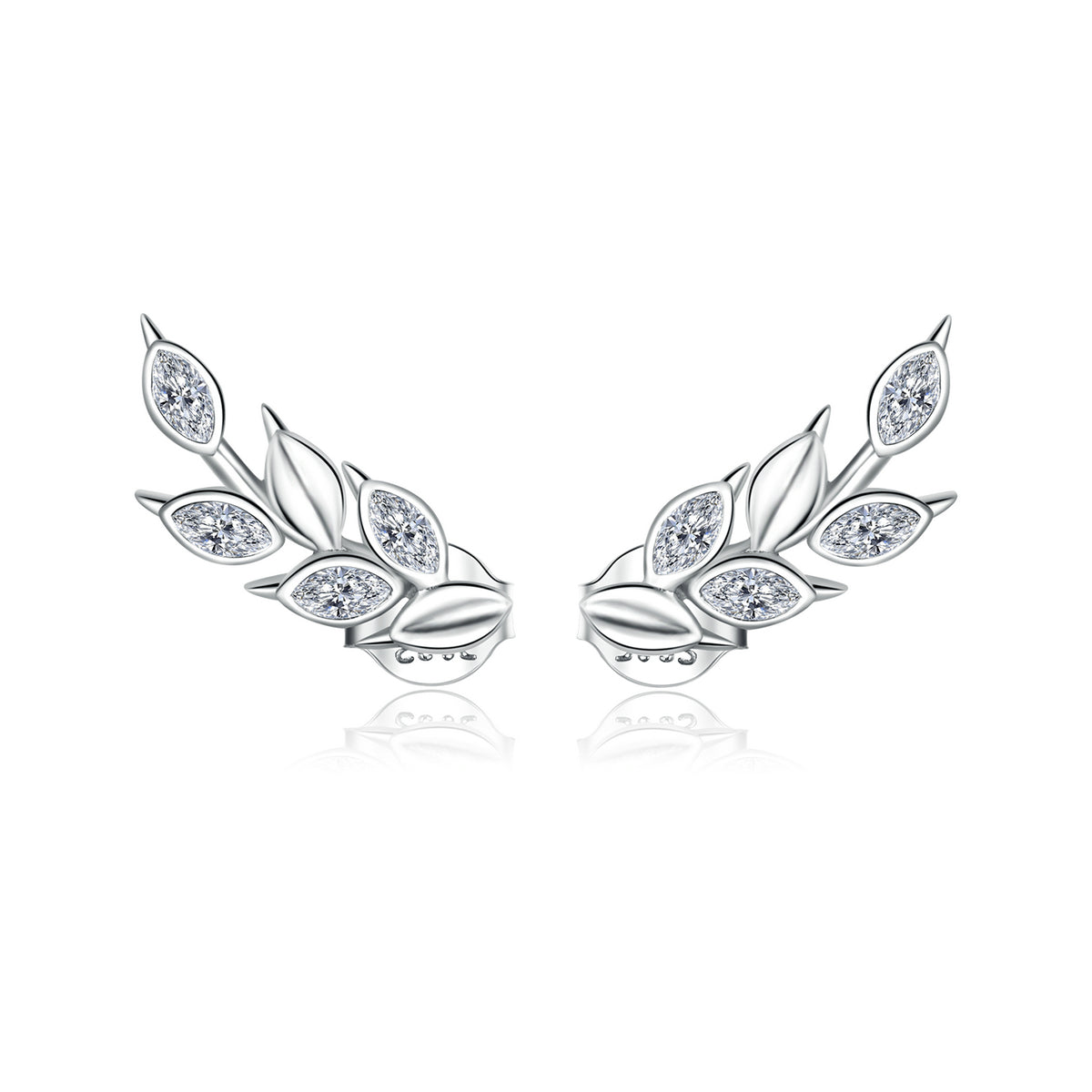 Sterling Silver Platinum Plated Cubic Zirconia Pavé Earrings