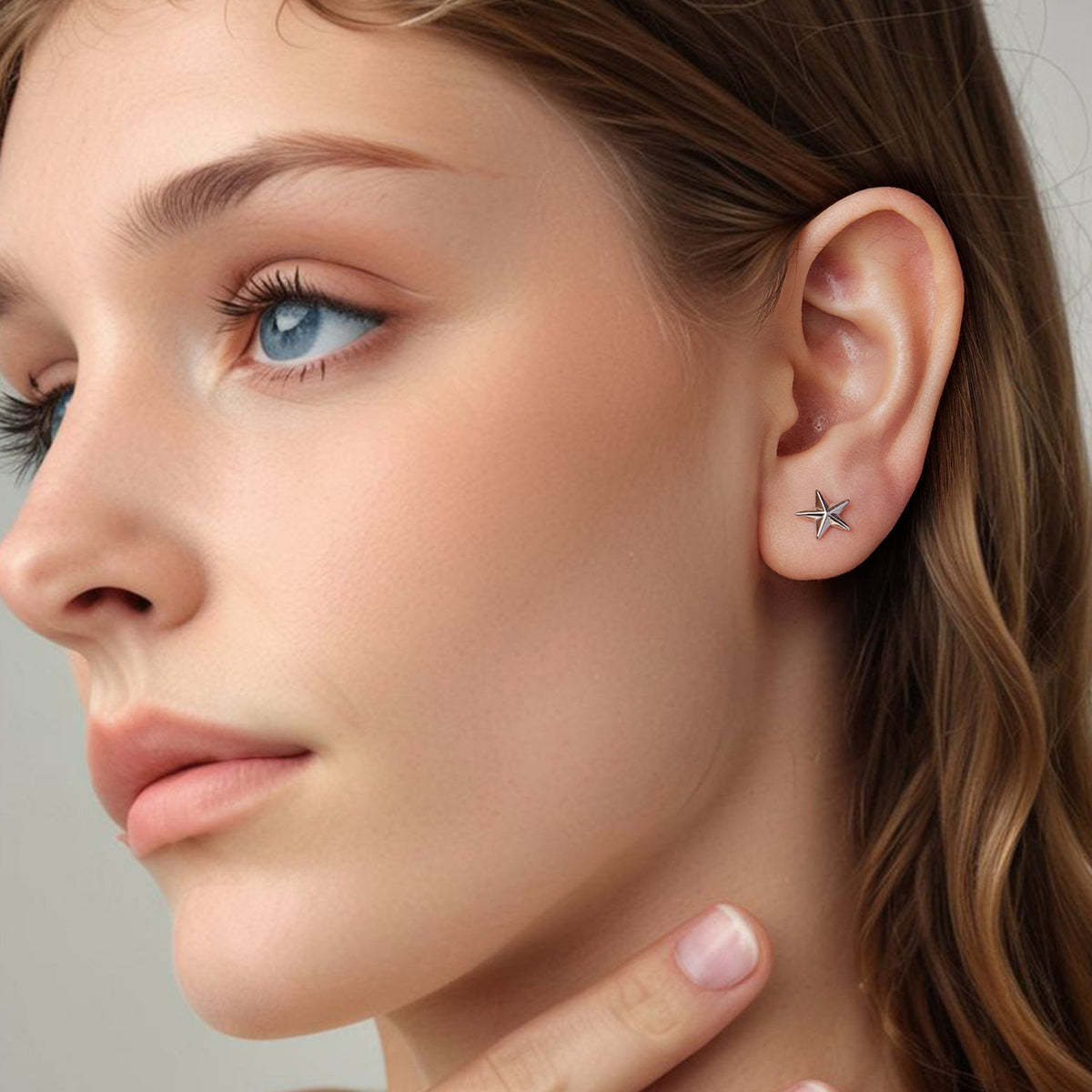 Sterling Silver White Gold Plated Stud Earrings