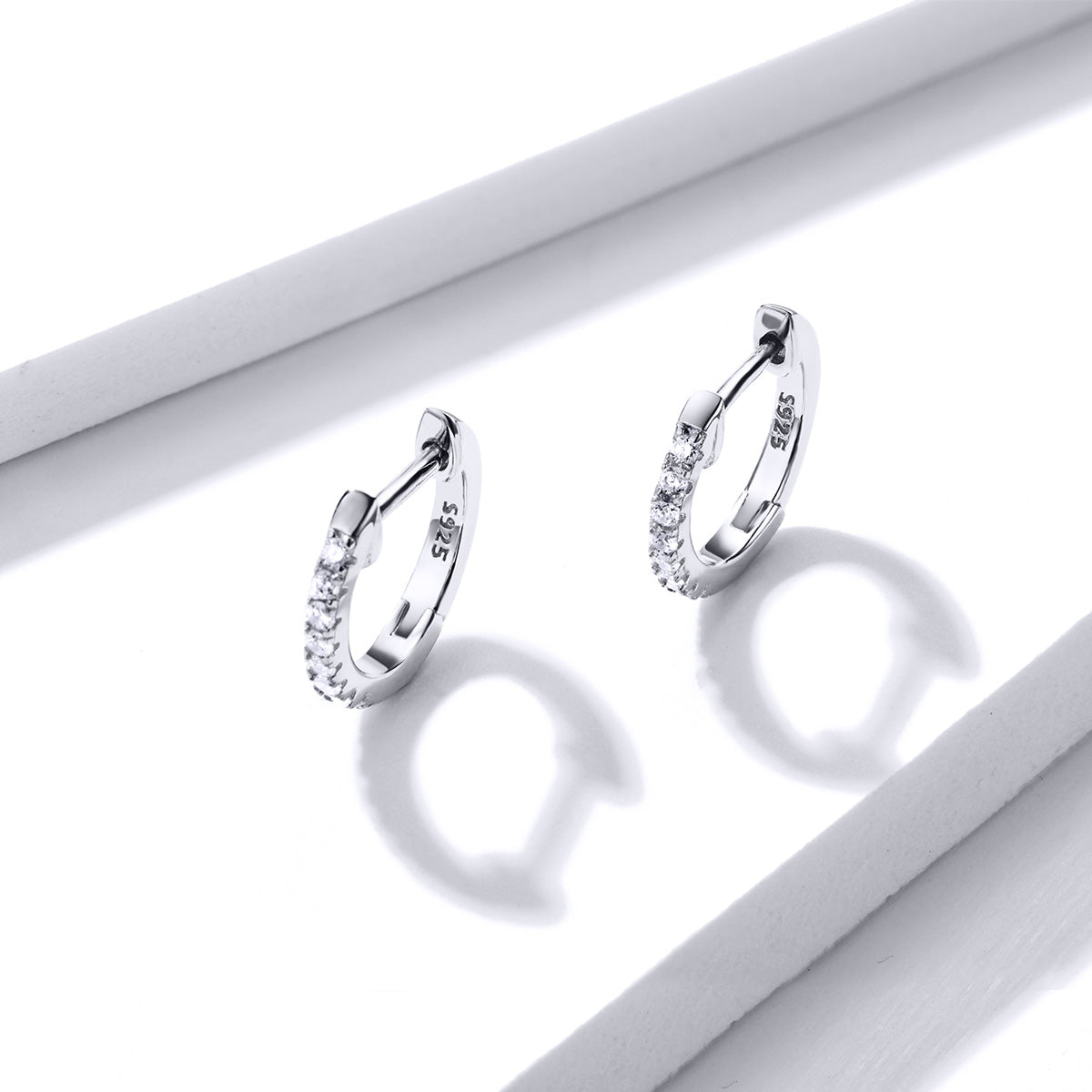 Sterling Silver Gold-Plated Pavé CZ Hoop Earrings