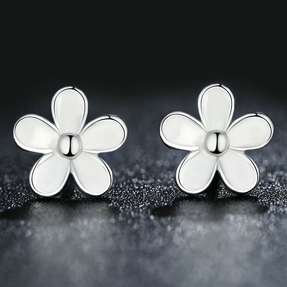Sterling Silver Enamel Stud Earrings