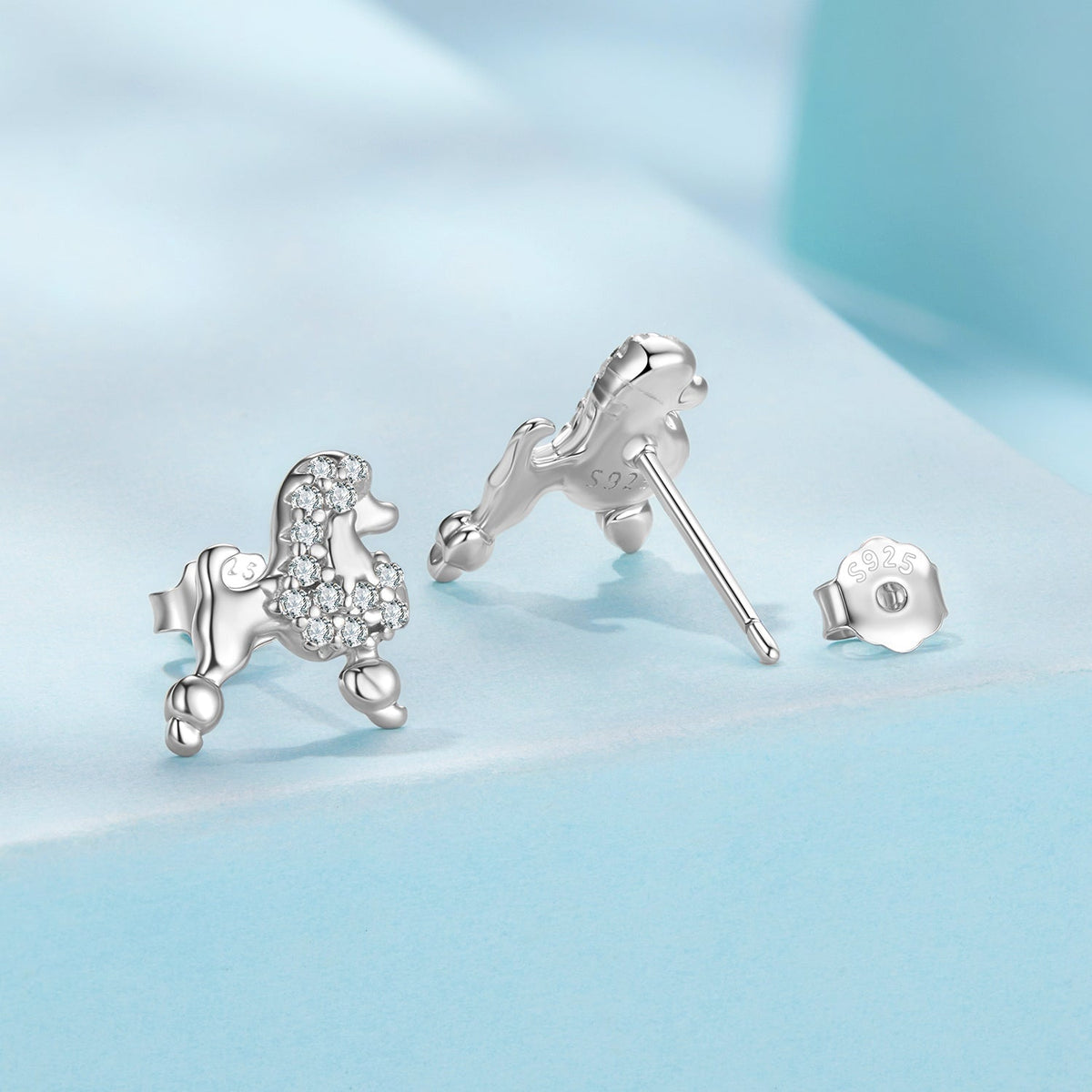 Sterling Silver White Gold Plated Pavé CZ Earrings