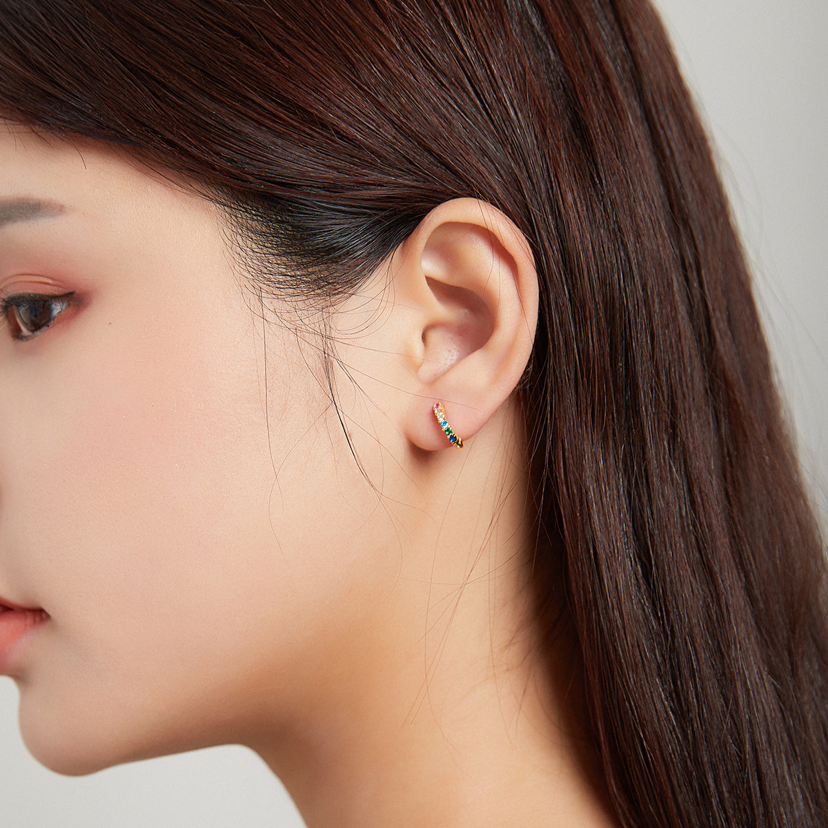 Sterling Silver Gold Plated Pavé CZ Stud Earrings