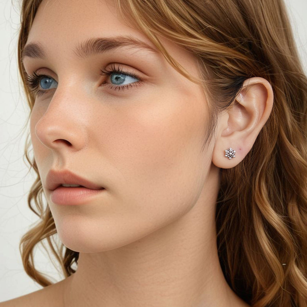 Sterling Silver White Gold Plated Pavé CZ Earrings