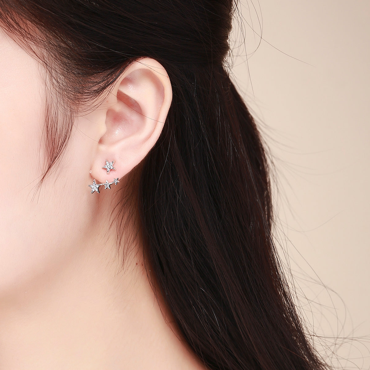 Sterling Silver Oxidized Pavé Cubic Zirconia Earrings