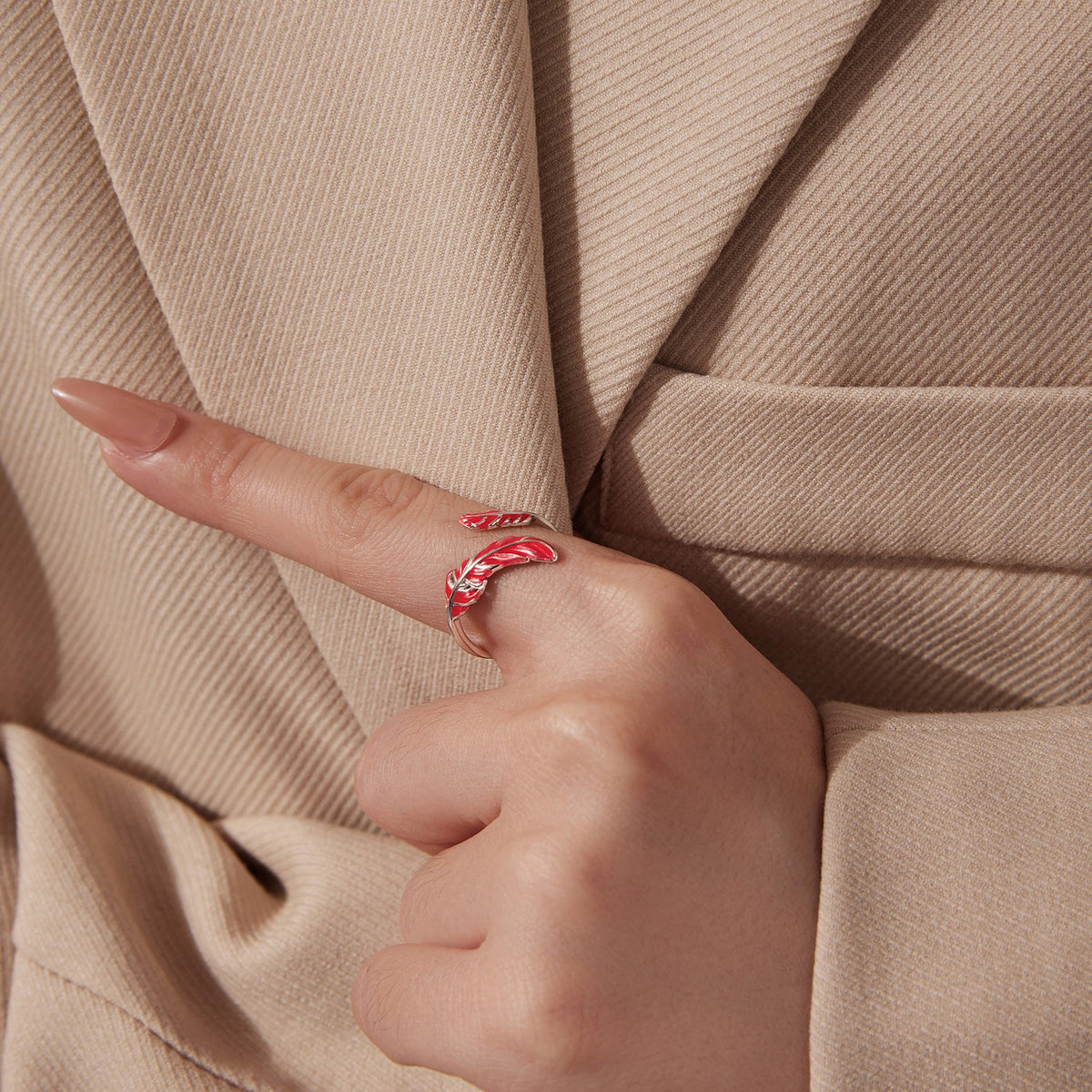 White Gold Plated Enamel Ring