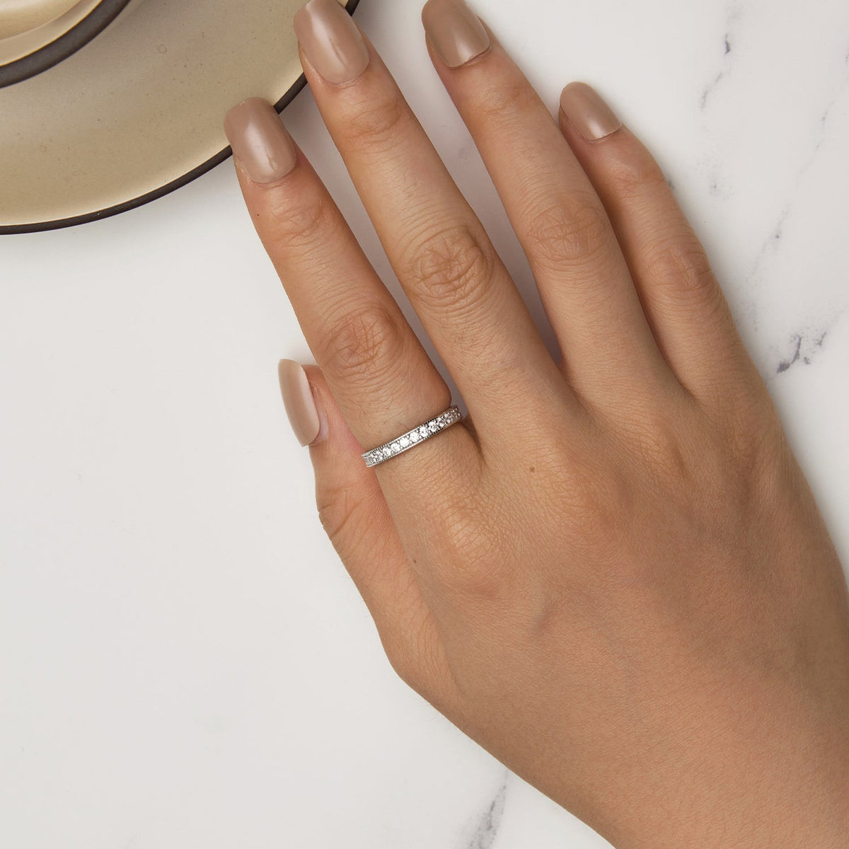 Sterling Silver Pavé Cubic Zirconia Ring