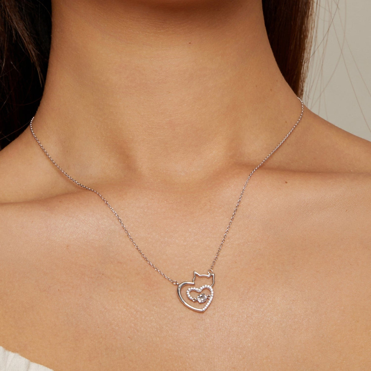 Sterling Silver Pavé Cubic Zirconia Pendant Necklace