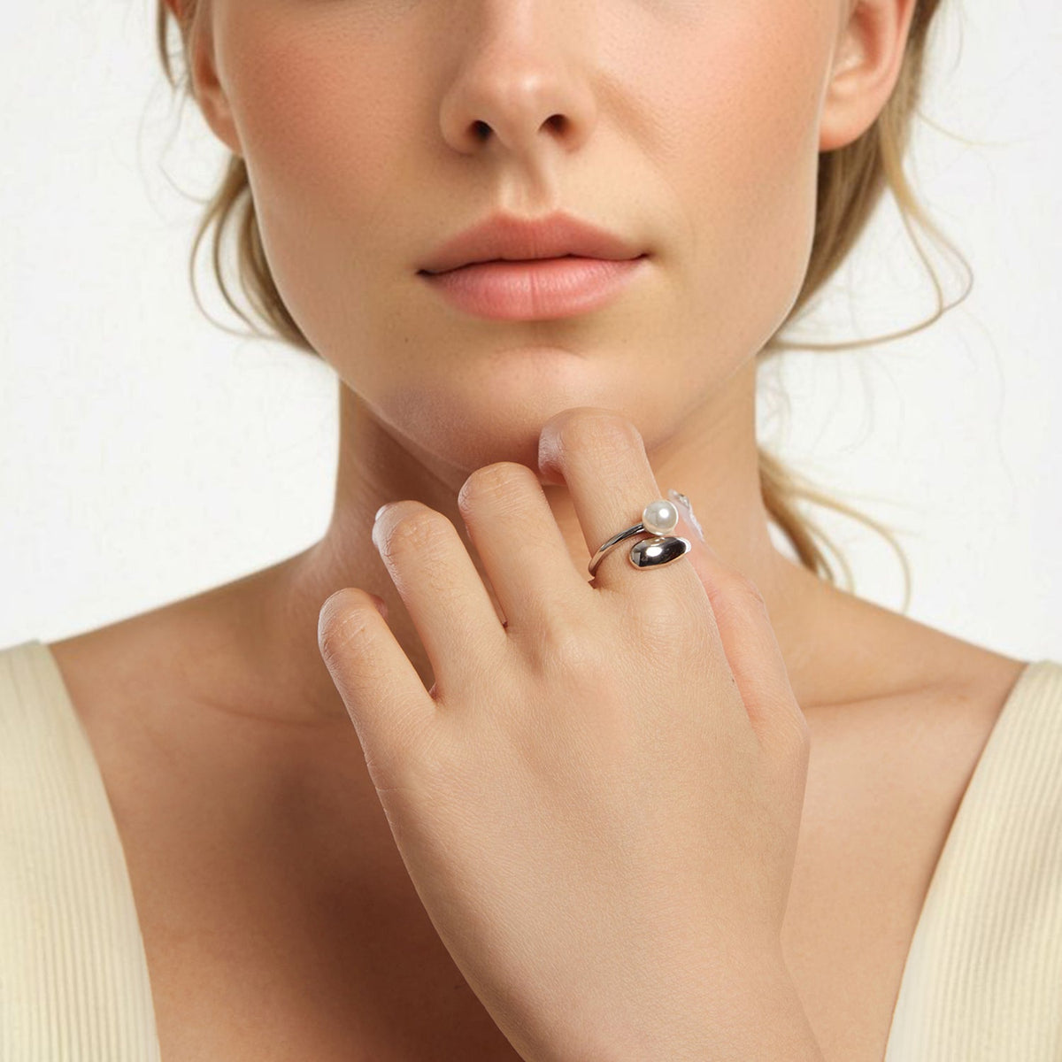 Sterling Silver Shell Pearl Ring