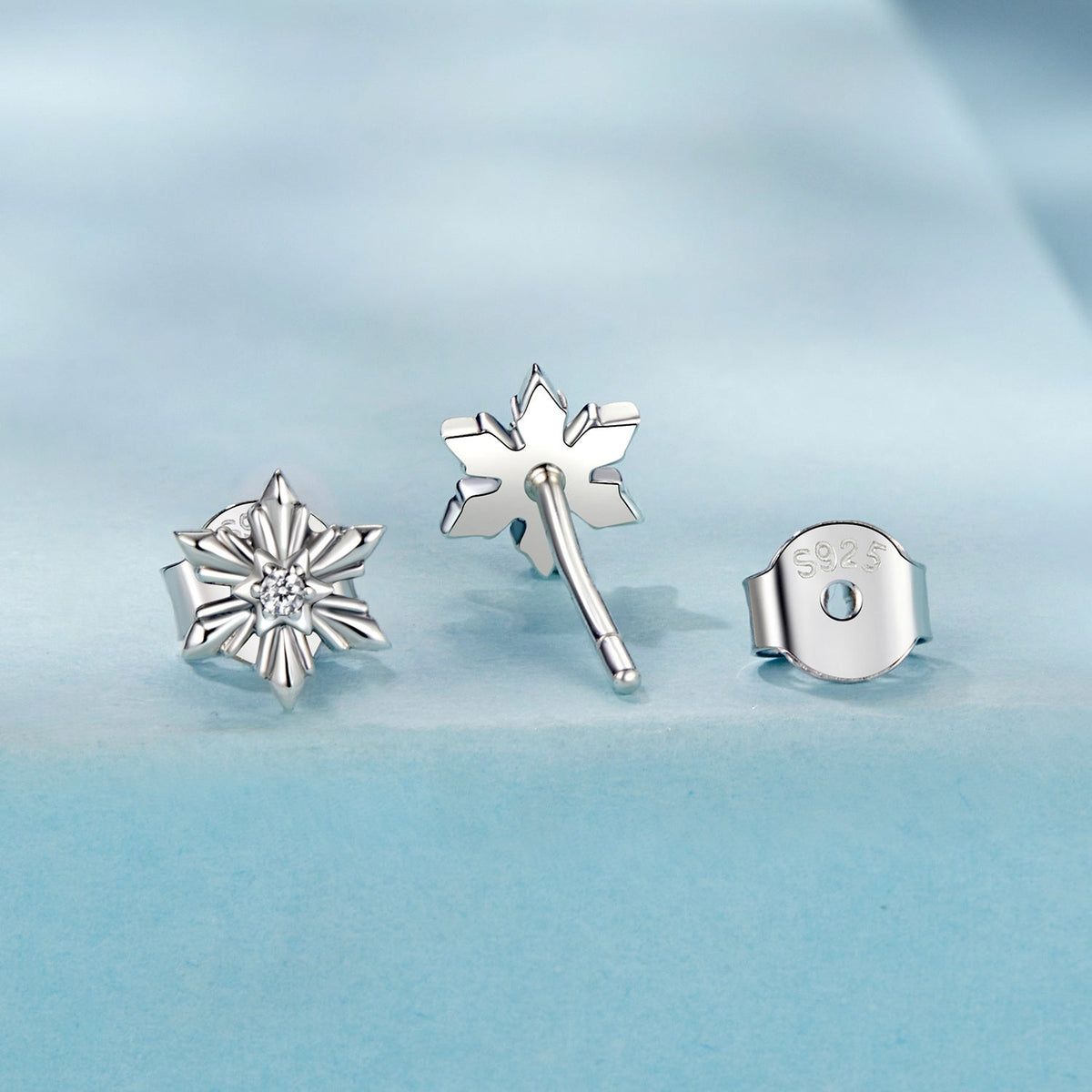 Sterling Silver Pavé CZ Oxidized Stud Earrings