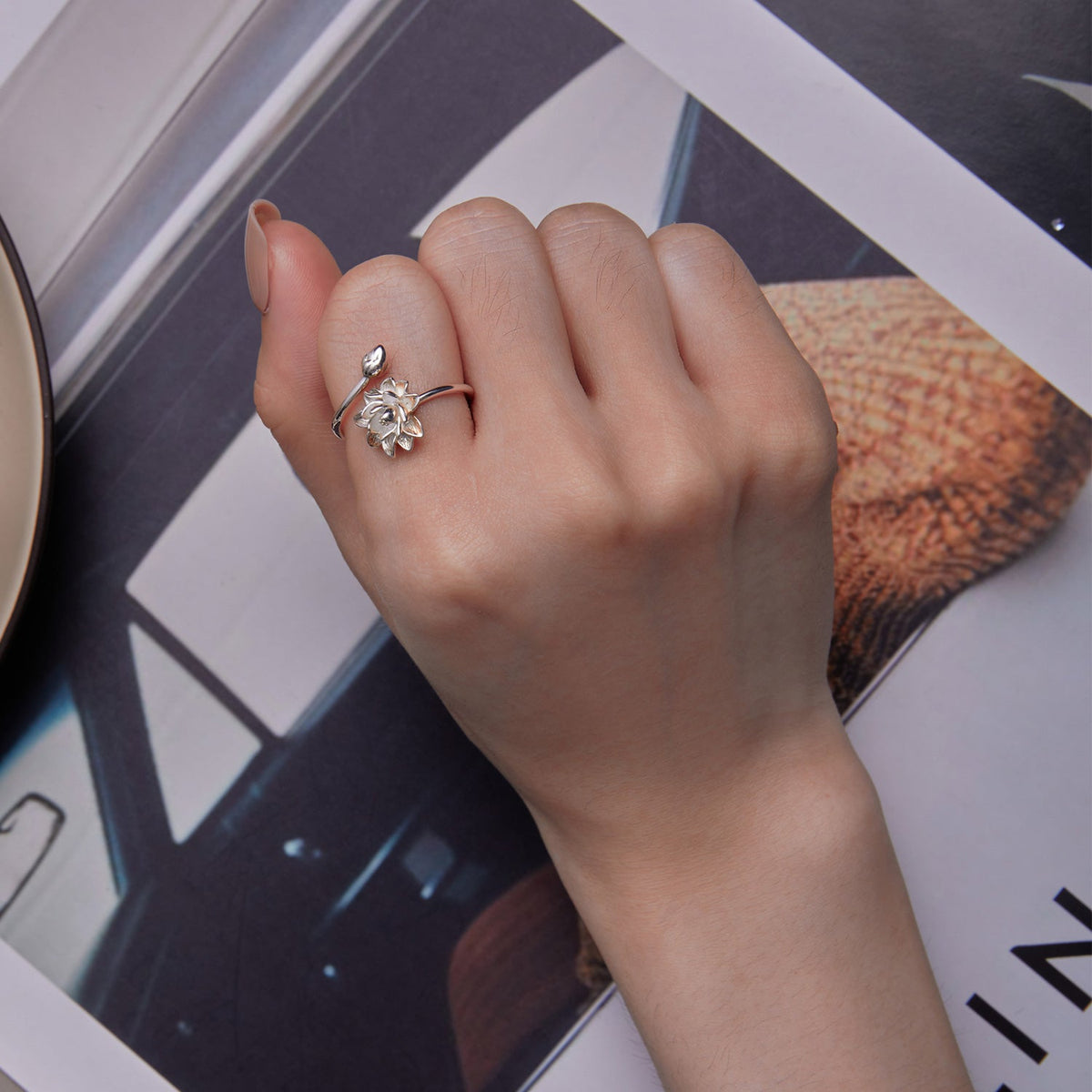 Sterling Silver Adjustable Flower Ring