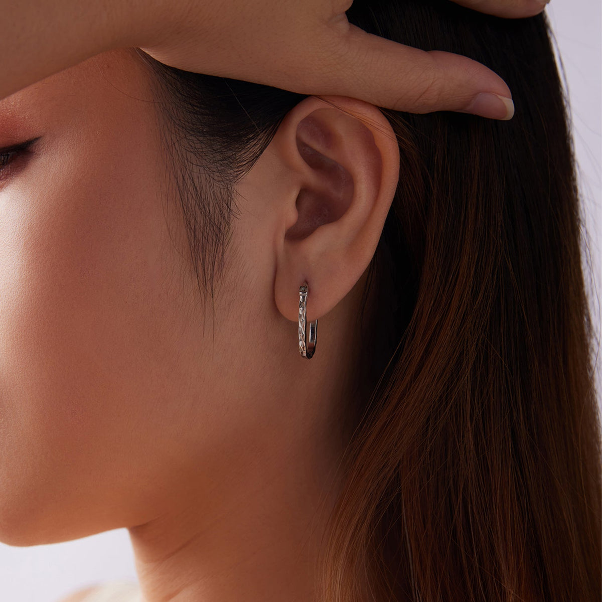 Sterling Silver White Gold Plated Hoop Earrings