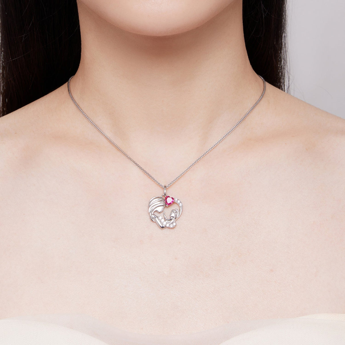 Sterling Silver Pavé CZ Pendant Necklace